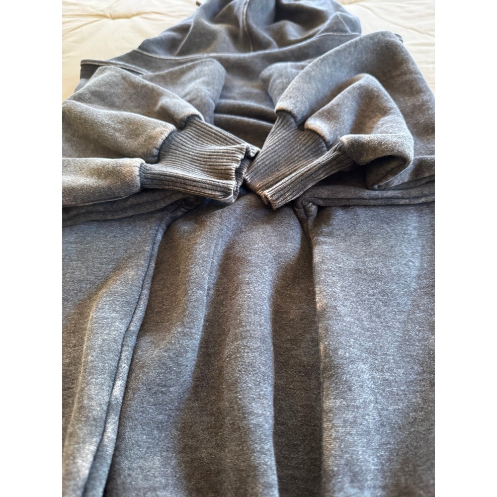 ZENANA Acid Wash Quarter Zip Hoodie Gray Oversized Fleece Pullover Size Medium - Picture 10 of 11